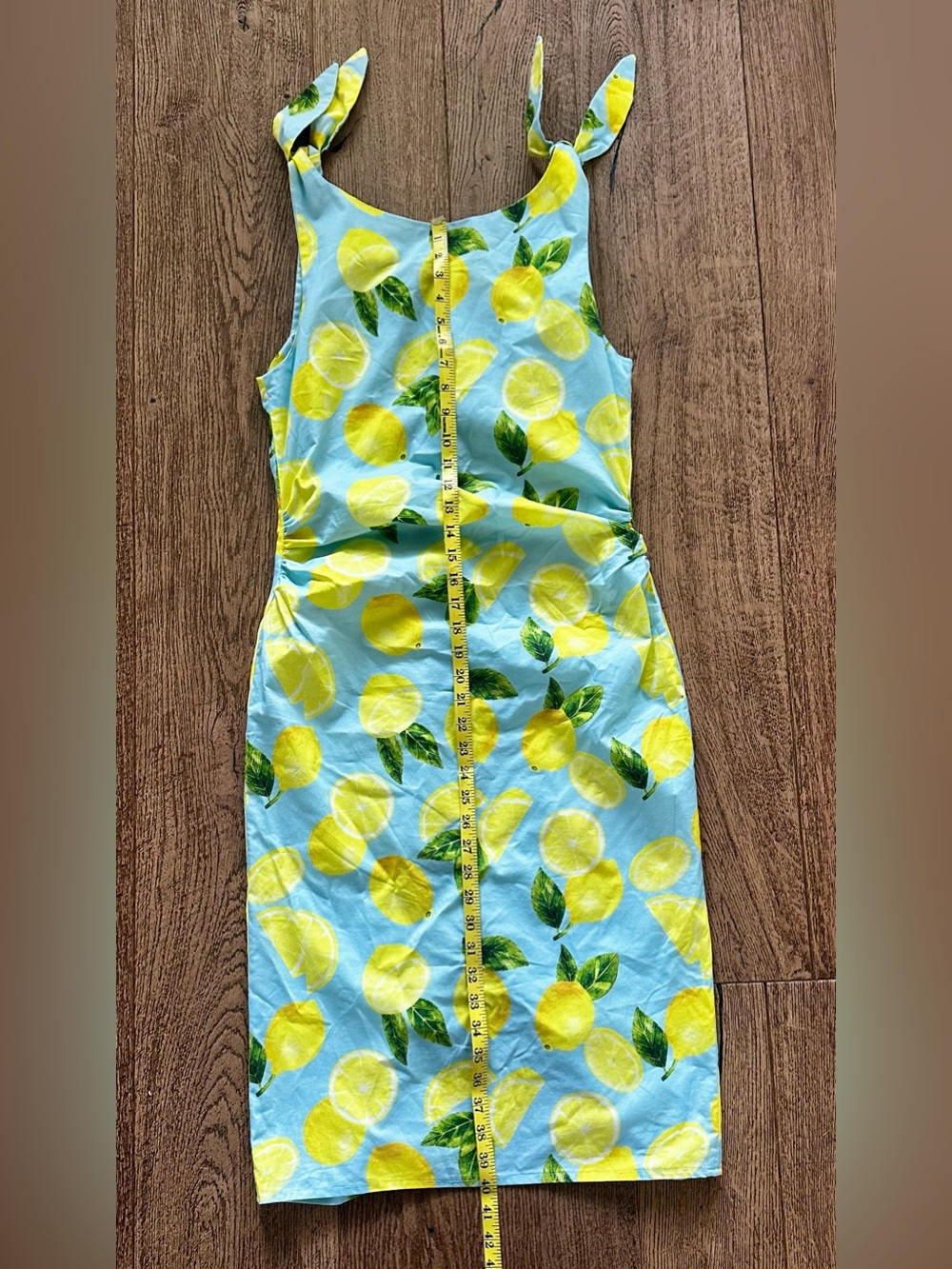 Hidden Lillium-Sleeveless Verona Light Blue Lemon Print Midi Dress - Picture 5 of 12